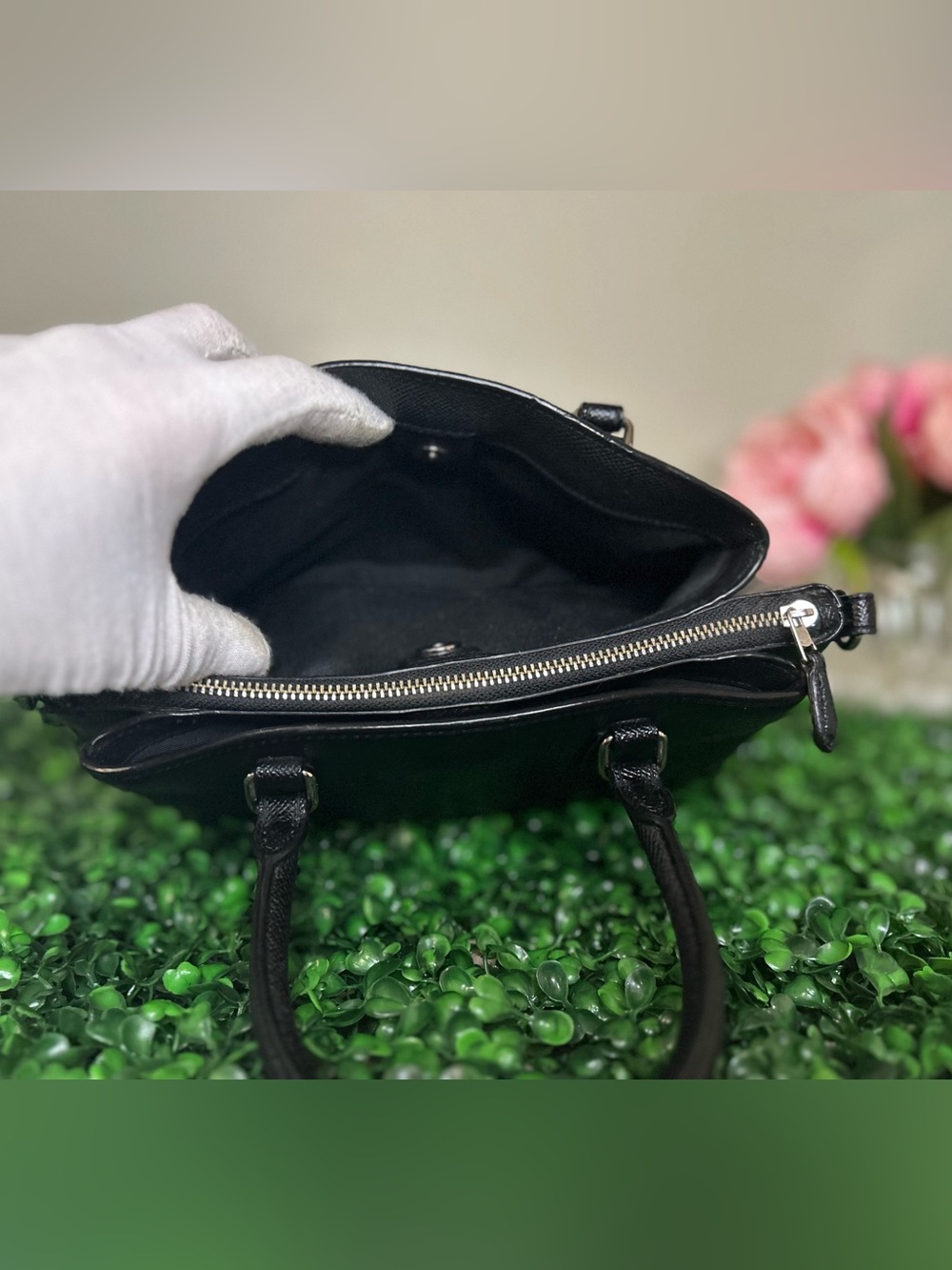Coach Black Leather Satchel Carryall Crossbody Bag w/Original Chain and Tag - Picture 8 of 15
